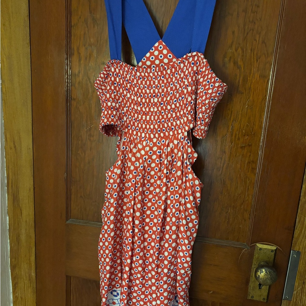 Anthropologie Red and Blue Mini Dress